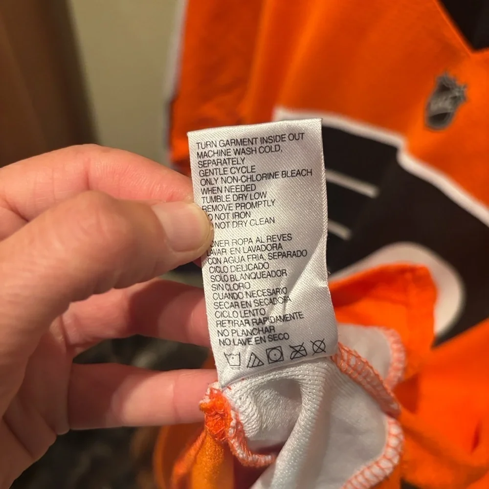 Giroux Orange and White Reebok Hockey Jersey
